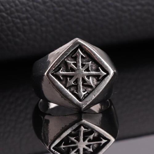 SECRET BOYS Mens Ring 8 Pointed Arrow Magic Chaos Star Carbide Punk Ring