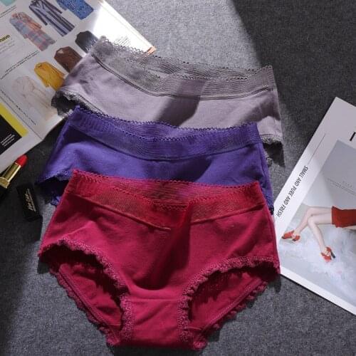 New product pure cotton underwear ladies mid-waist breathable simple sexy briefs bag hip solid color girl underwear women
