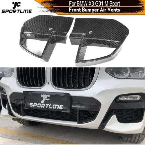 Carbon Fiber Front Bumper Air Vent Trims Covers For BMW X3 G01 M-Sport 2018 2019 Car Front Air Vent Trims Canards Lower Grills