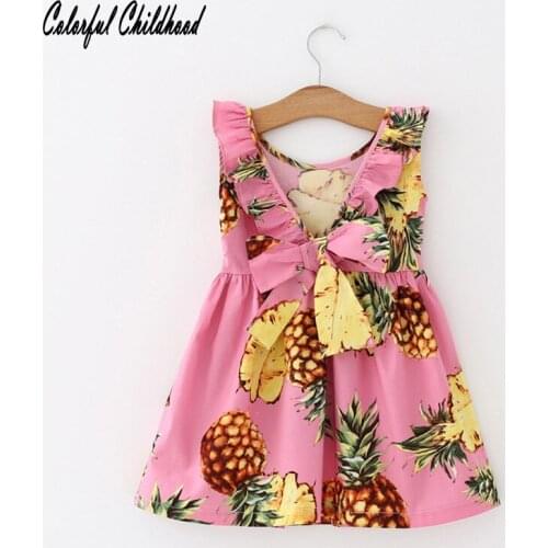 Baby Girls Dresses Fruit Floral Dresses For Girl Pineapple Robe Infant Princess dress Children Clothing Kids Vestido