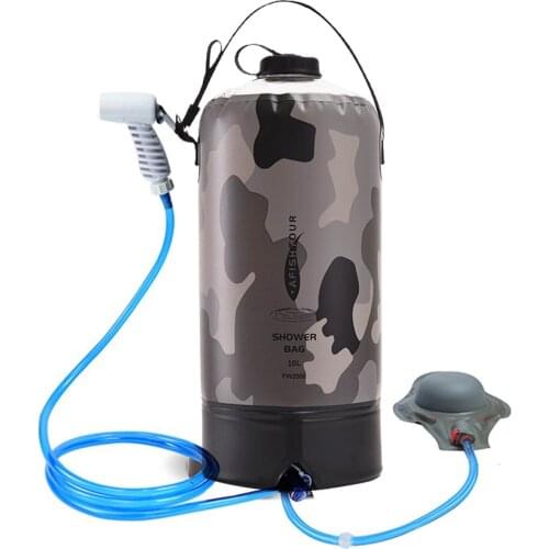 10/11L Portable Outdoor Camping Shower Bag With Foot Pump And Shower Nozzle For Beach Swim Travel Hiking