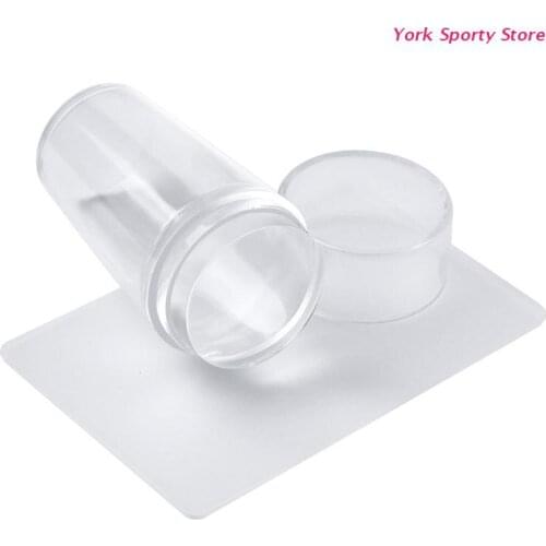 Clear Jelly Soft Silicone Head Round Nail Art Stamping Stamper with Scraper Plate Manicure Tools DIY Nail Art Kit M76F