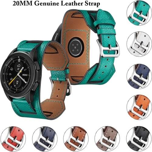 20MM Strap Cross Grain Band for Garmin Vivoactive 3/Vivomove HR Leather Bracelet for Samsung Galaxy Watch 3 41mm/42mm/Active 2 1