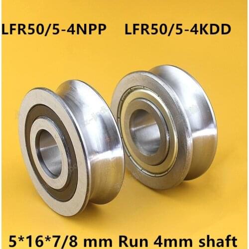 20pcs/100pcs LFR50/5-4NPP LFR50/5-4KDD 5x16x7 U groove pulley track roller bearing LFR50/5-4 ZZ -2RS 5*16*7/8 mm run 4mm shaft