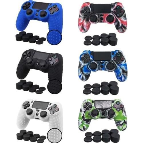 Bevigac Silicone Protective Case Cover 8PCS Thumb Stick Caps for Sony PlayStation Play Station 4 PS4 Pro Slim Controller Game