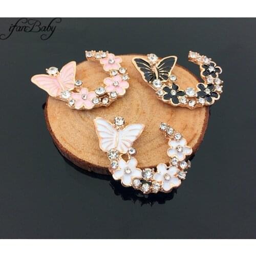 Rhinestone flower button DIY metal accessories