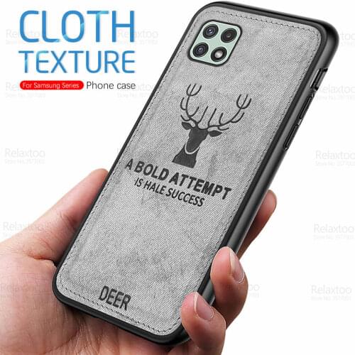 Deer Pattern Fabric Cloth Case For Samsung Galaxy A22 4G 5G A 22 2021 A225F A226B Silicone Protect Anti-fingerprint Cover Fundas