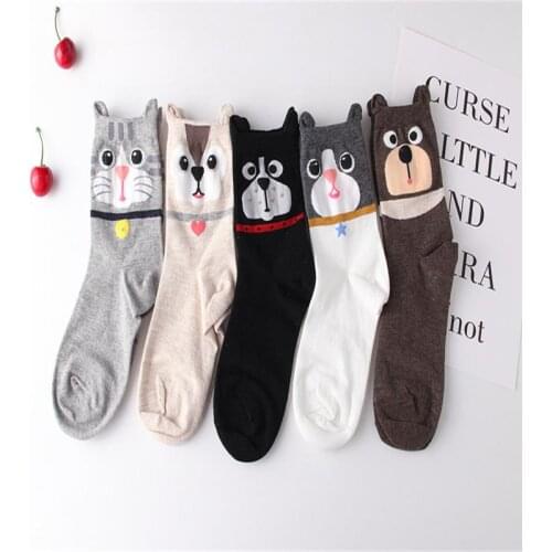 Spring and summer New Cartoon Ear Kitten Socks Womens Socks Cartoon Animal Series Harajuku Style meias Funny Socks Gifts