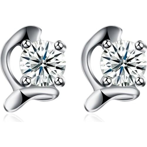 ZEMIOR Stud Earring Genuine 925 Sterling Silver Personality Creative Irregular Round Cubic Zircon Earrings For Women Jewelry