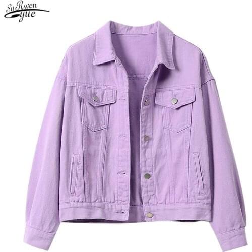 Korean style denim jacket clothing fashion white lab coat women short loose ladies tops spring autumn women denim jacket 11994