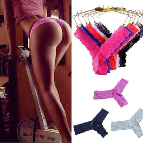 Women Sexy Lace Lingerie Temptation Low-waist Panties Embroidery Thong Transparent Hollow out Underwear Female G String
