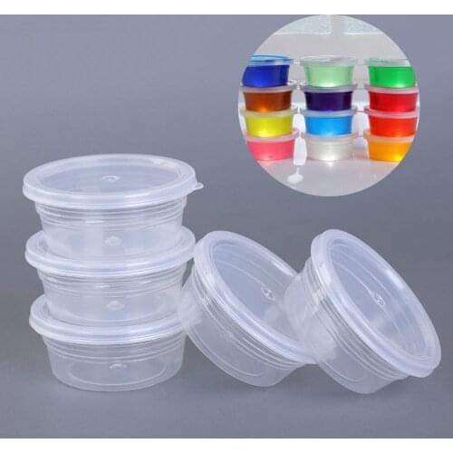 12Pcs Clear Slime Storage Round Plastic Box Container Foam Ball Cups with Lids