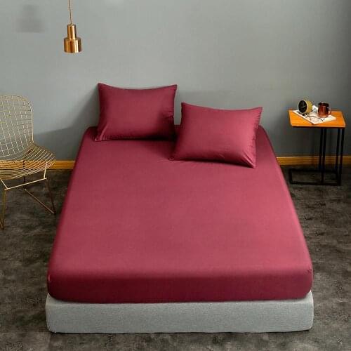 30 Mattress Cover 160 * 200 Wine Red Solid Color lencol cama casal for Single/Queen/King Bed Sheet Pillowcase drap housse