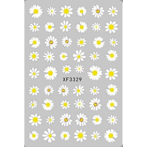 3D Nail Decals Stickers Gold Black White Leaf and daisy Manicuring Foils Geometric Slider Nail Art Adhesive Decor