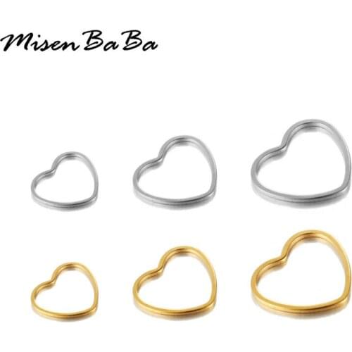 10PCS/lots Stainless Steel Small Hollow Heart Charms For Jewelry DIY Making Color Gold Love Heart Charm Pendants Accessories