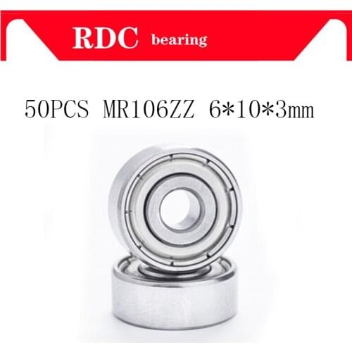 50pcs/Lot ABEC-5 MR106ZZ MR106Z MR106 ZZ 6x10x3mm 6*10*3 mm Metal seal Miniature Thin Wall High quality Deep Groove Ball Bearing