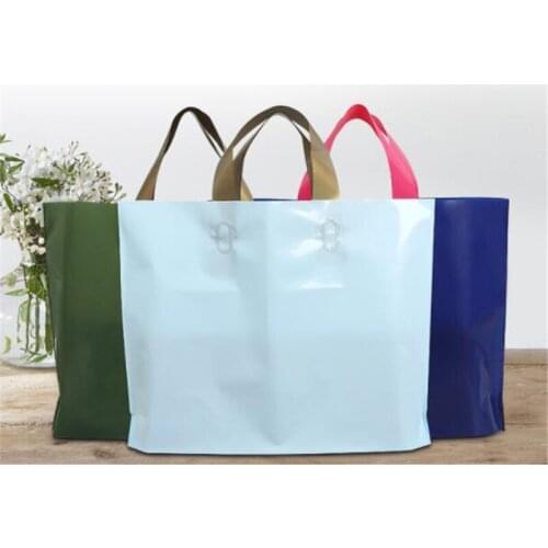 50Pcs/Lot Plastic Gift Bags Party Bags Birthday Party Decorations Kids Baby Shower Wedding Candy Bags With Handle Solid Pouches