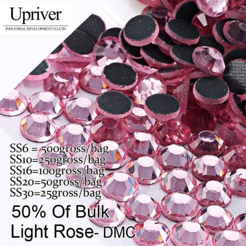 Big Packing Shiny Stones Flatback SS6 SS10 SS16 SS20 SS30 Lt. Rose Pink Hotfix Rhinestones Ironing On Garment Glass Rhinestone