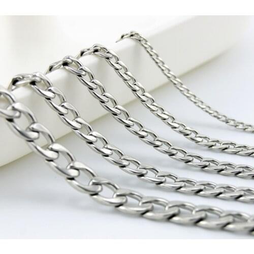 Stainless steel Curb flat Chain silver color Necklace for men 3/5/6/7mm Curban Chains Necklaces For Men Women gift necklaces