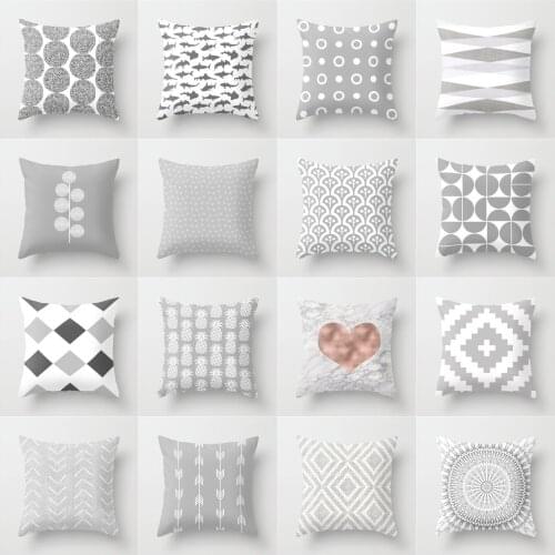 New Nordic Grey Geometric Pillow Covers Polyester 45X45CM Throw Pillows Cover Modern Fashion Livingroom Sofa/Bed Cushions Case