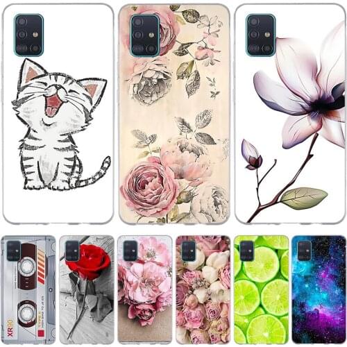 For Samsung Galaxy A51 SM-A515F Case Soft TPU Silicone Shell For Samsung Galaxy A51 A 51 Cover Roses Coque For Samsung A51 Capa
