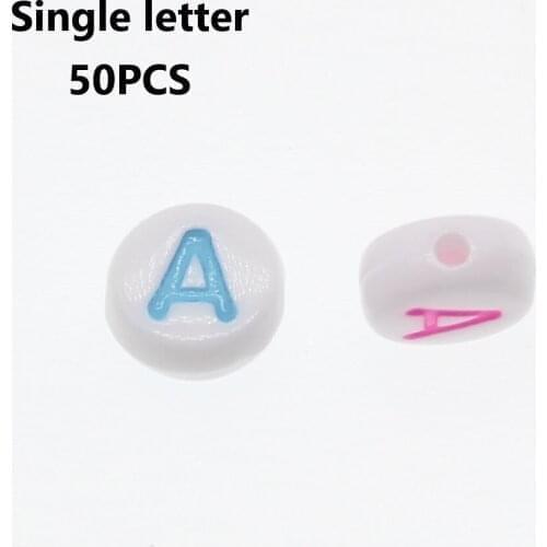 CHONGAI 50Pcs Oblate Acrylic Letter Beads Single Alphabet Mix Color Round Bracelet Jewelry Beads&Jewelry Making 4*7MM