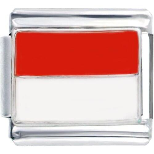 Indonesia Country flag Composable links bracelet Classic 9mm National flag Italian charm bracelet fit Zoppini Nomiation