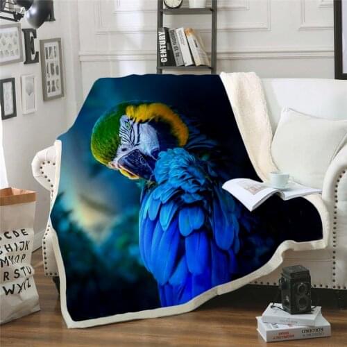 Plstar Cosmos Fleece Blanket Parrot brid 3D printed Sherpa Blanket on Bed Kids Girl Flower Home Textiles Dreamlike style-1