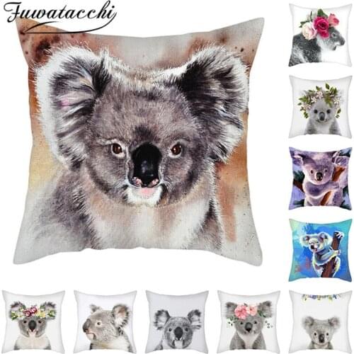Fuwatacchi Cute Koala Pillow Case Cartoon Animal Koala Throw Pillow Cover for Sofa Car Home Chair Decor Cushion Cover 45x45cm