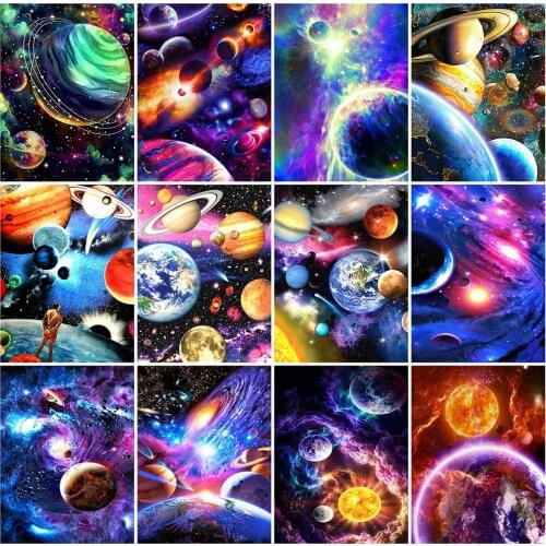 HUACAN 5D Diamond Painting Full Round Square Landscape Rhinestones Diamond Embroidery Sale Outer Space Mosaic Home Decor