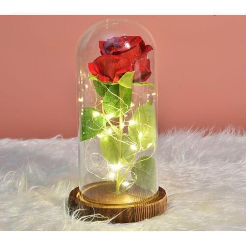 Fake Flower Home Ornament Perfect Gifts For Couples High Quality Desktop Decor Beautiful Artificial Flowers With Glass Cover