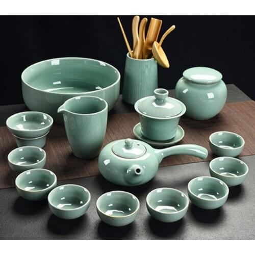 Ceramic teapot kettle teacup Brother kiln side tea making set open slice Dao household simple set Kung fu Chinese style