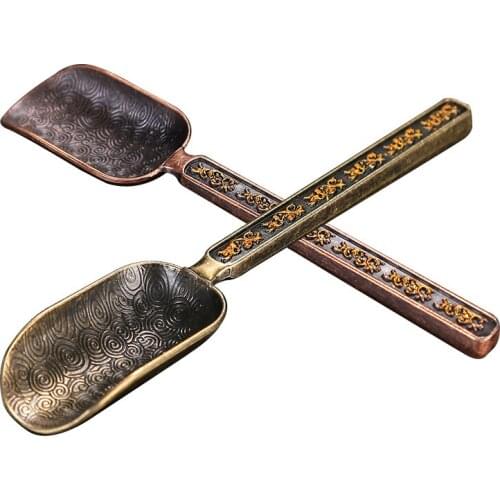 Chinese Tea spoons Copper Tea Scoop Spoon Tea Leaves Chooser Holder High Quality Chinese Kongfu Tea Accessories Tools