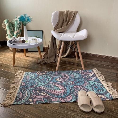 Cotton And Linen Carpet Macrame Nordic Style Bedside Living Room Sofa Hotel Decoration Washable Rectangle Indoor Rugs