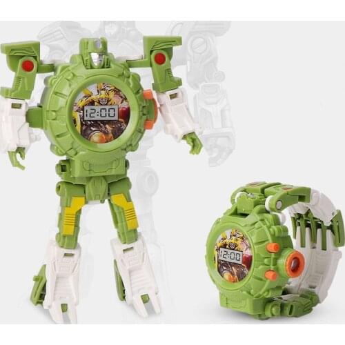 Creative Trasformation Wristwatch Toy Children Sports Cartoon Watches Cute Boys Robot Transformation Watch Toys Distortion Kids