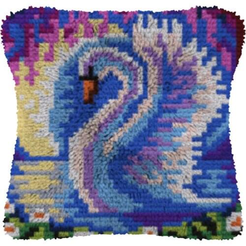 Latch Hook kits Pillow Animal swan Diy Handmade Printed Canvas Cushion Latch Hook Kits DIY Unfinished accessories