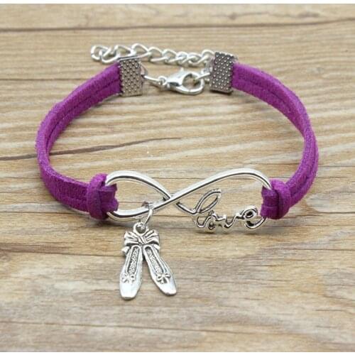 Minimalist Best Friends Gift Infinity Love Dancer Dance Shoes Charm Suede Leather Adjustable Bracelets Women Girl Jewelry