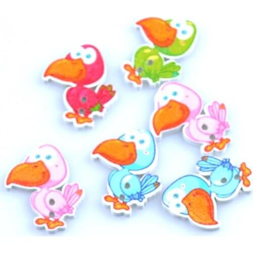 Fashion Woodpecker painted Wooden decorative Buttons for Scrapbooking Craft Sewing Supplies 20x28mm 50pcs MT1531