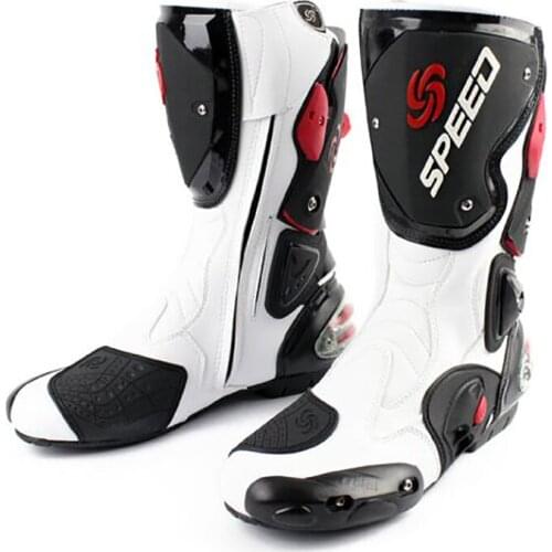 Motorcycle Racing Boots Microfiber Leather High Knee Motocross Waterproof Boots Protective Gear Mens Motorbike Riding Shoes