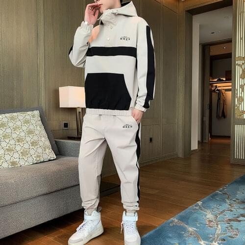 Mens Streetwear Cargo Pullover Hooded Tracksuit 2 Pieces Sets Jackets And Cargo Pants Loose Fit Pants Hip Hop jacket