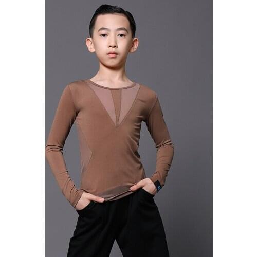 New Latin Dance Tops For Kids Long Sleeve Practice Clothing Professional Rumba Tango Clothes Samba Salsa Cha Cha Shirts DWY4861