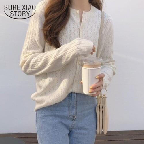Autumn Knitted Sweater Cardigan O-Neck Hollow Thin Casual Sweater French Fashion Clothes Soft Short Coat Good Quality 11099