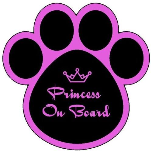 Princess on Board Crown Car Sticker Funny Dog Print PVC Decal Decoration Accessories,13cm*13cm