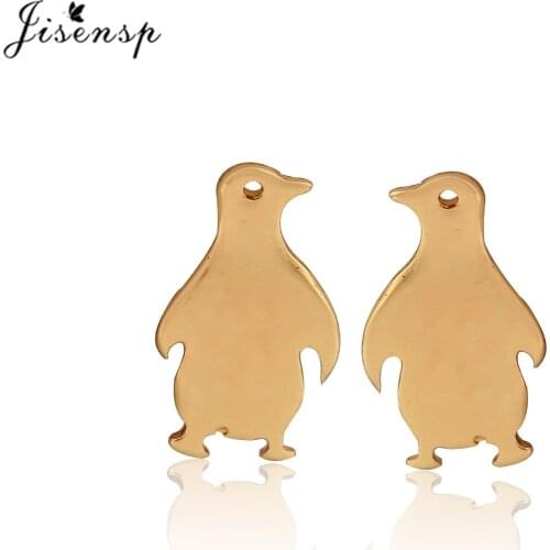 Jisensp Simple Creative Stainless Steel Earrings Lovely Penguin Stud Earrings Fashion Animal Jewelry for Women Kids Party Gift