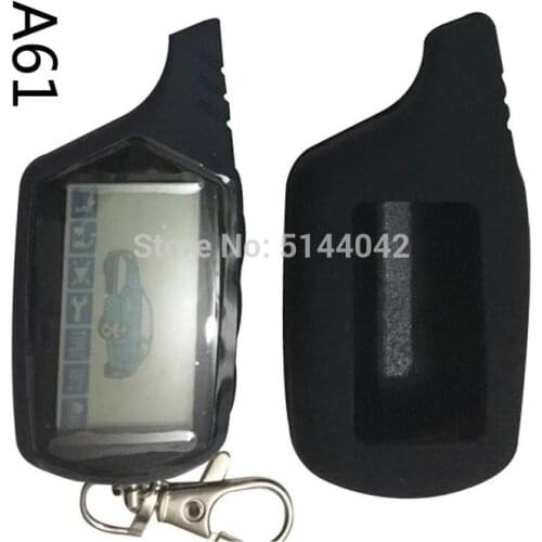 Good Quality Wholesale A61 LCD Remote Control Keychain + Silicone Case for StarLine A61 two way car alarm system Russian Key