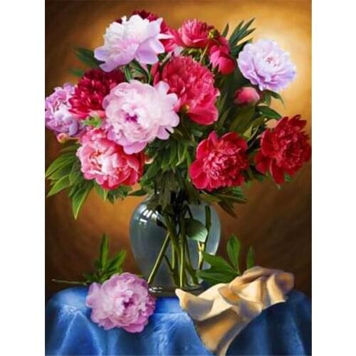 Flowers Pre-Printed 11CT Cross-Stitch Patterns DIY Embroidery DMC Threads Craft Painting Hobby Handmade For Adults Promotions