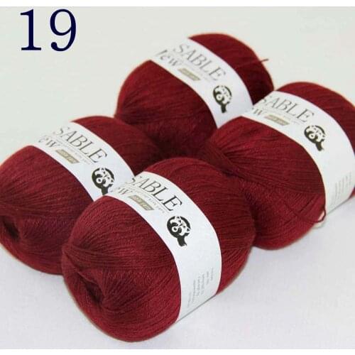 Sale Super Soft 4X50g Pure Sable Cashmere Wrap Shawls Hand Knit Wool Crochet 243-19 Burgundy