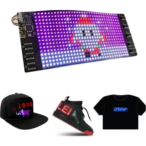 RGB Color 16*32 Dots Thin Soft PCB Screen Flexible LED Display Bluetooth Control LED Message Ticker For Hats Clothes Bags