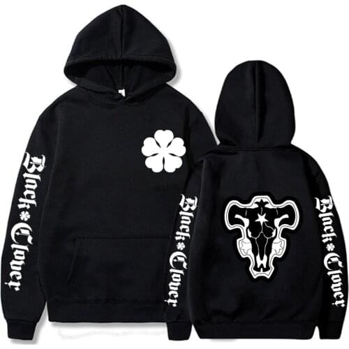 Japan Anime Black Clover Print Men Hoodies Sweatshirt Hip Hop Streetwear Oversize Pullover Hoody