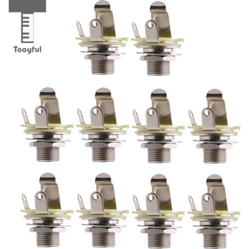 Tooyful 10 Pcs Audio 1/4 Inch 6.35mm Standard Mono Output Socket for Electric Guitar Bass Parts